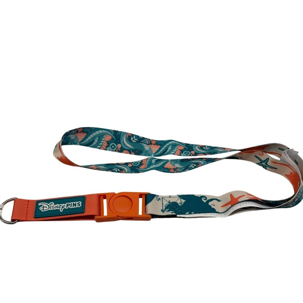 NWT Disney‎ Parks Little Mermaid Ariel Reversible Trading Lanyard Orange Strap
